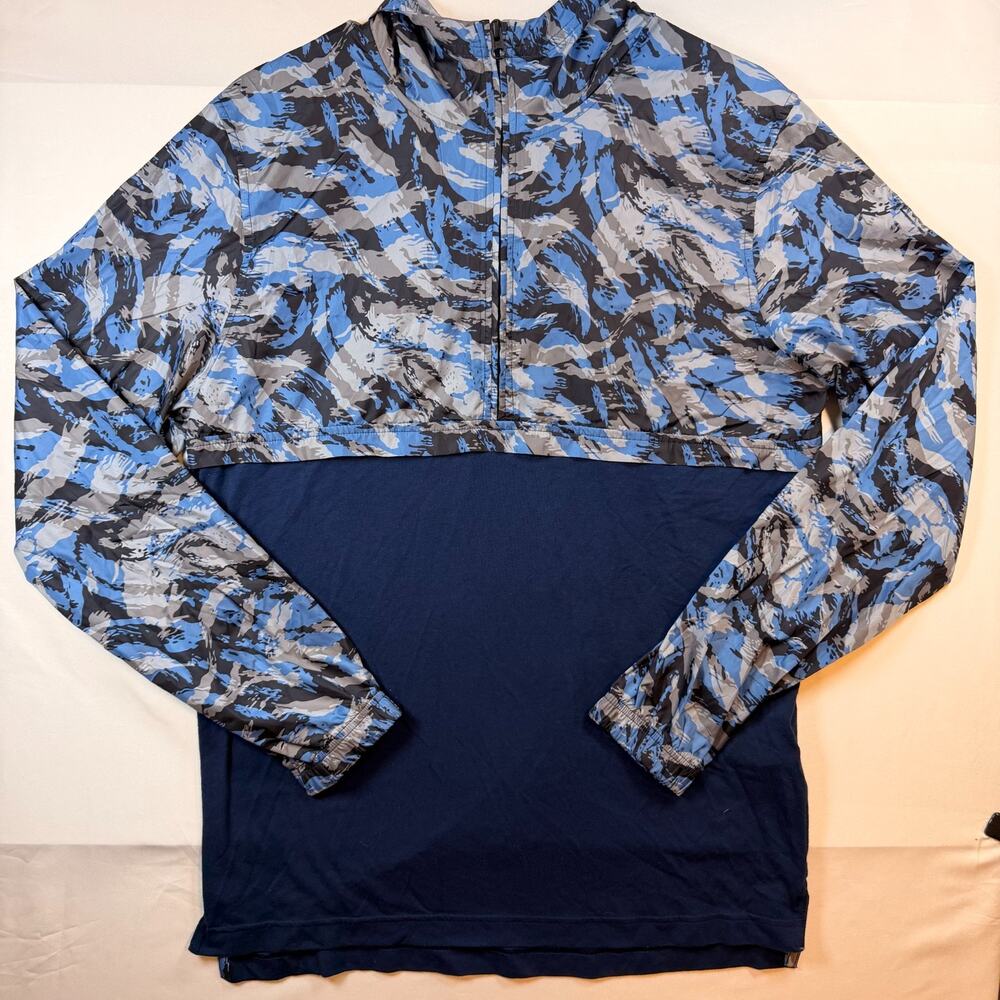 Under Armour Fitted Blue Camo Quarter Zip Hoodie Mens Size Medium